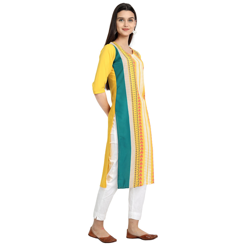 Crepe Yellow Color Digital Print Straight Kurta 530171-L