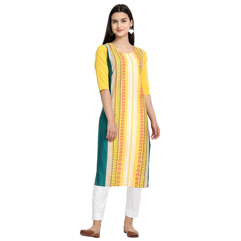 Crepe Yellow Color Digital Print Straight Kurta 530171-S