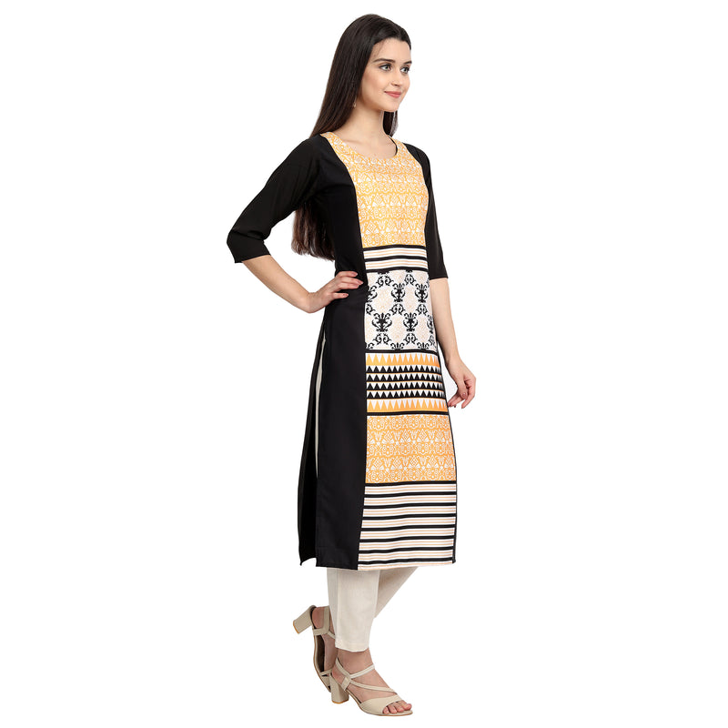 Crepe Multi Color Digital Print Straight Kurta 530190-L