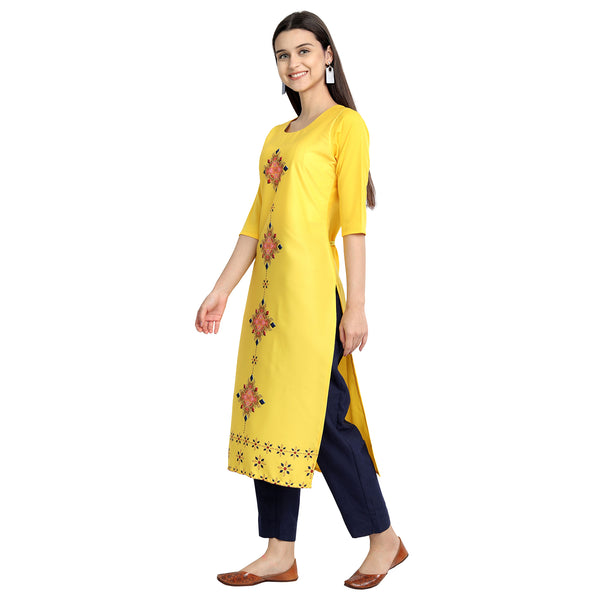 Crepe Yellow Color Digital Print Straight Kurta 530191-M