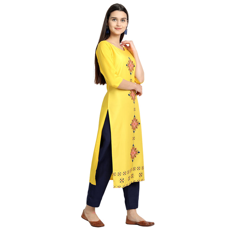 Ethnic Basket Crape Multicolor Printed Knee Length Set of 2 Kurta 530239-530191