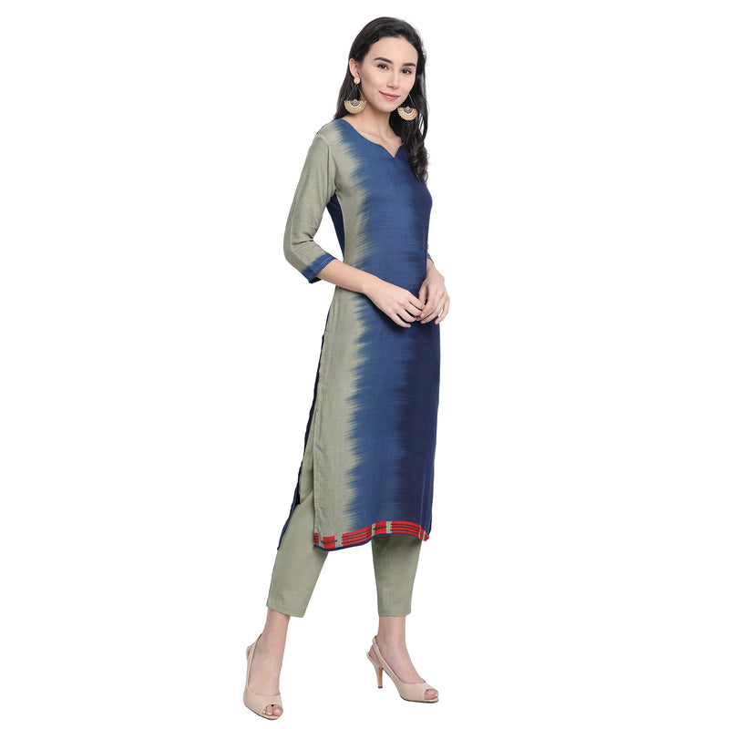 Viscose Rayon Material Blue Colour Printed Straight Kurta Only