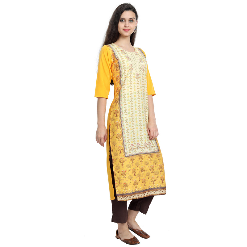 Ethnic Basket Crape Multicolor Printed Knee Length Set of 2 Kurta 530103-530217
