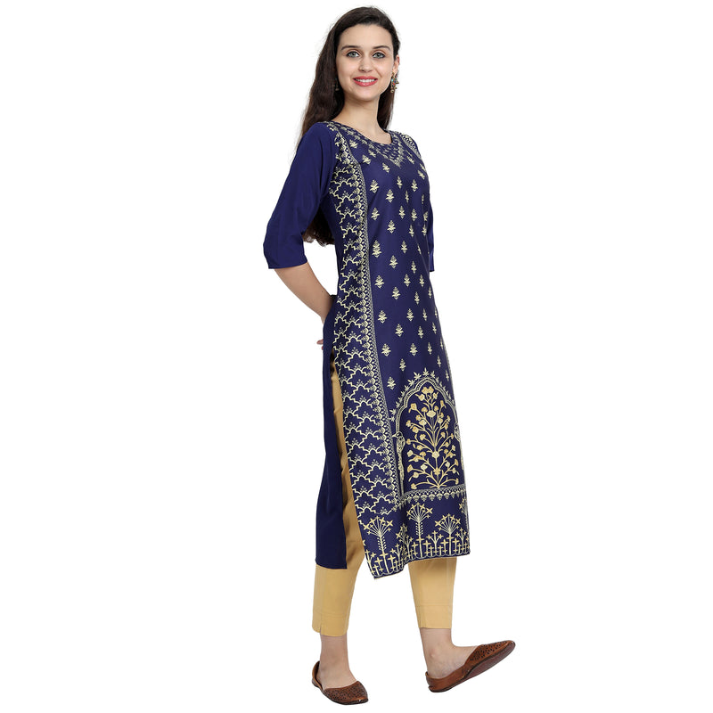 Ethnic Basket Crape Multicolor Printed Knee Length Set of 2 Kurta 530218-530219