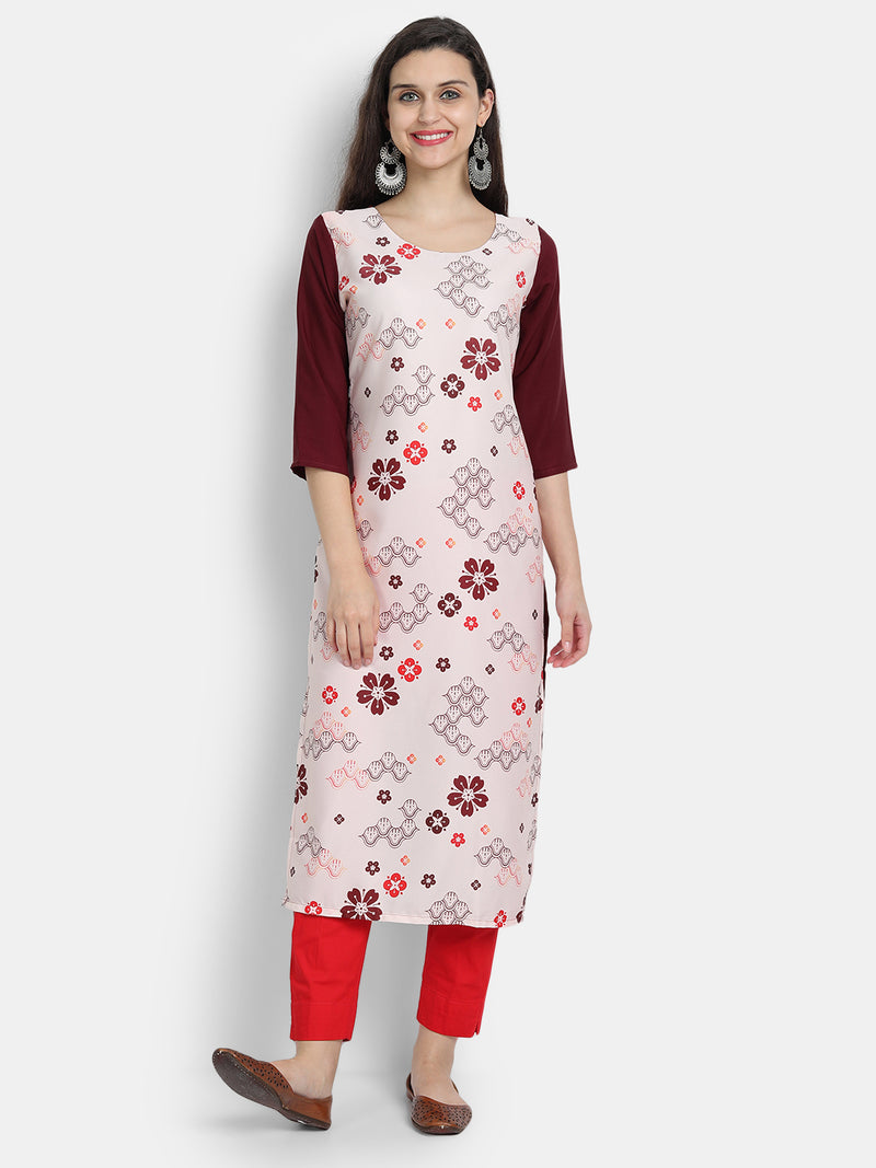 Crepe Multi Colour Digital Printed Straight Kurti Only 530221