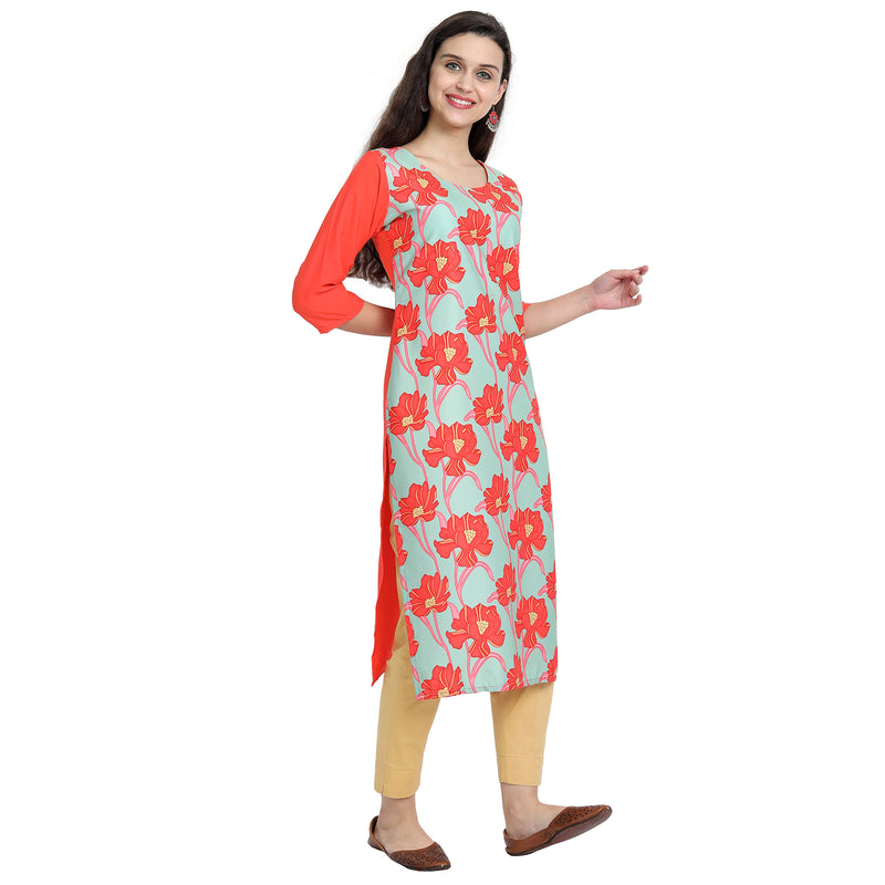 Ethnic Basket Crape Multicolor Printed Knee Length Set of 2 Kurta 530094-530222