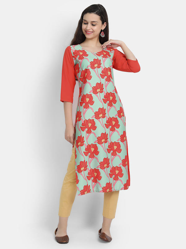 Crepe Multi Colour Digital Printed Straight Kurti Only 530222