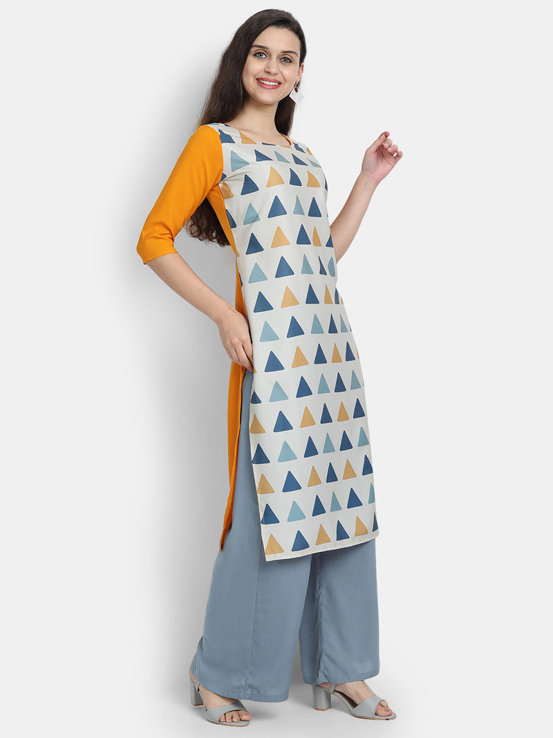 Crepe Multi Colour Digital Printed Straight Kurti Only 530223