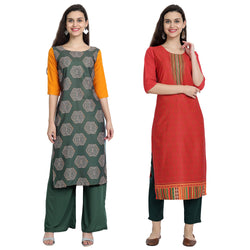 Ethnic Basket Crape Multicolor Printed Knee Length Set of 2 Kurta 530224-530225