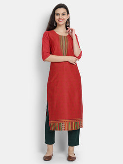 Crepe Red Colour Digital Printed Straight Kurti Only 530225