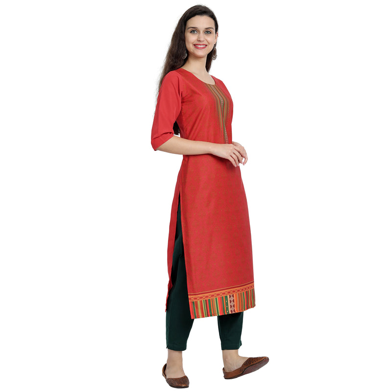 Ethnic Basket Crape Multicolor Knee Length Pack of 4 Kurtas 060-225-055-244