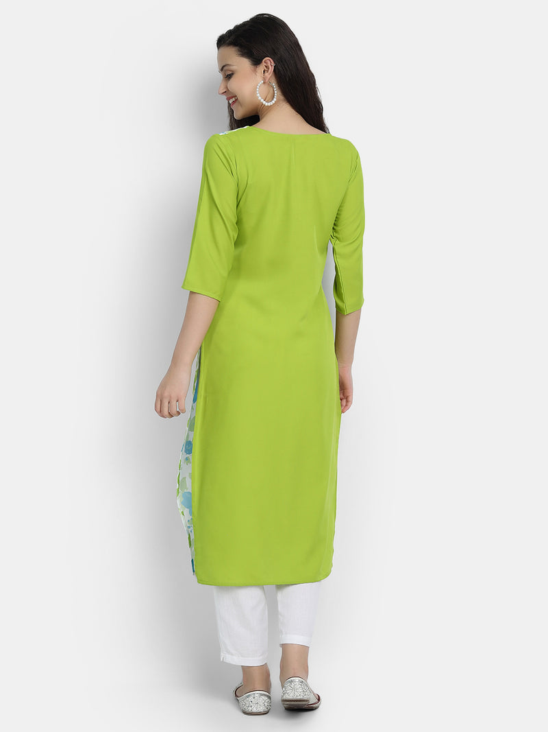 Crepe Green Colour Digital Printed Straight Kurti Only 530227