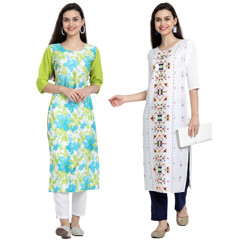 Crepe Multi Color Digital Print Straight Kurta 530227-530230