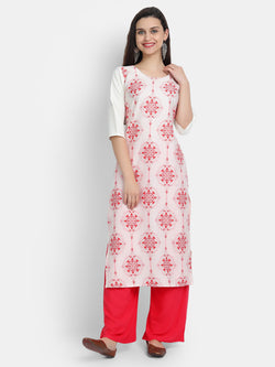 Crepe White Colour Digital Printed Straight Kurti Only 530228