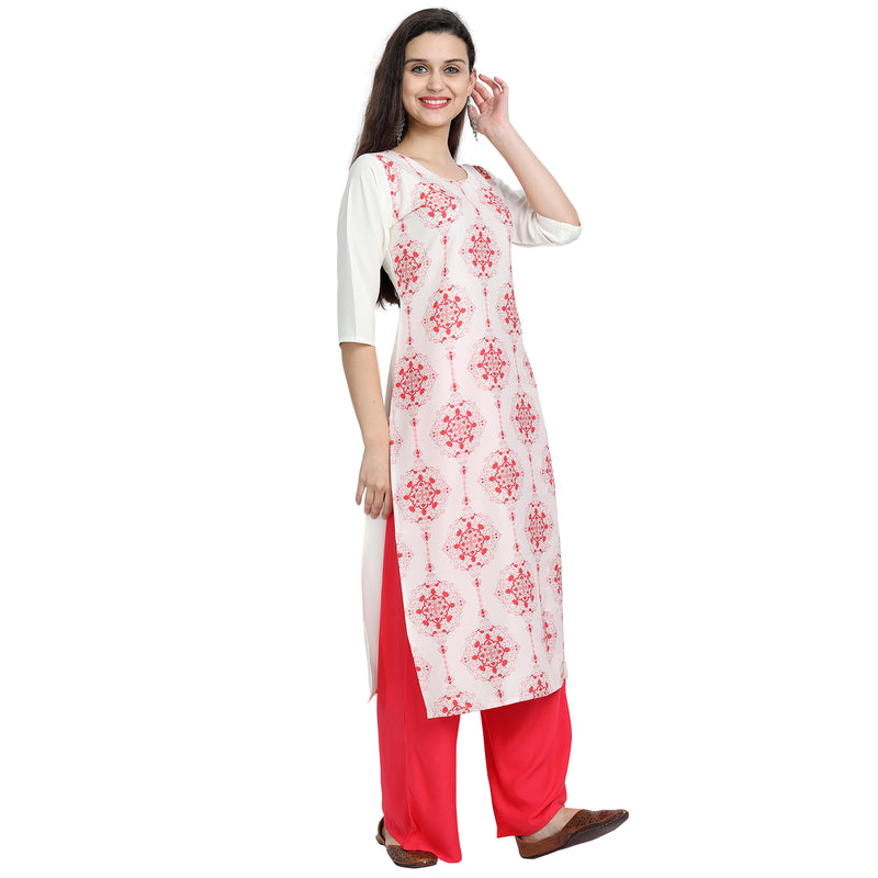 Ethnic Basket Crape Multicolor Printed Knee Length Set of 2 Kurta 530228-530229