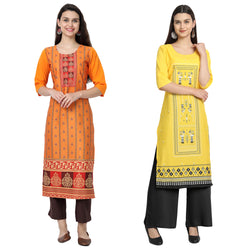 Ethnic Basket Crape Multicolor Printed Knee Length Set of 2 Kurta 530229-530001