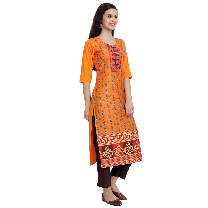 Ethnic Basket Crape Multicolor Printed Knee Length Set of 2 Kurta 530229-530100