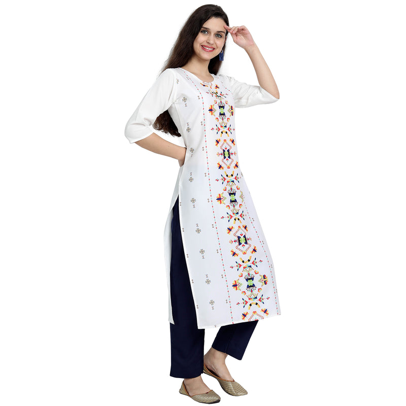 Ethnic Basket Crape Multicolor Printed Knee Length Set of 2 Kurta 530088-530230