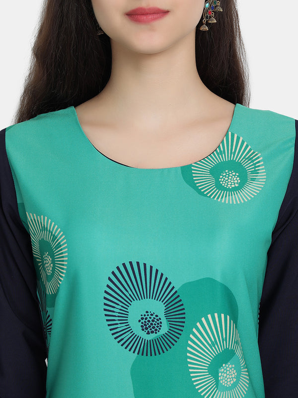 Crepe Green Colour Digital Printed Straight Kurti Only 530231