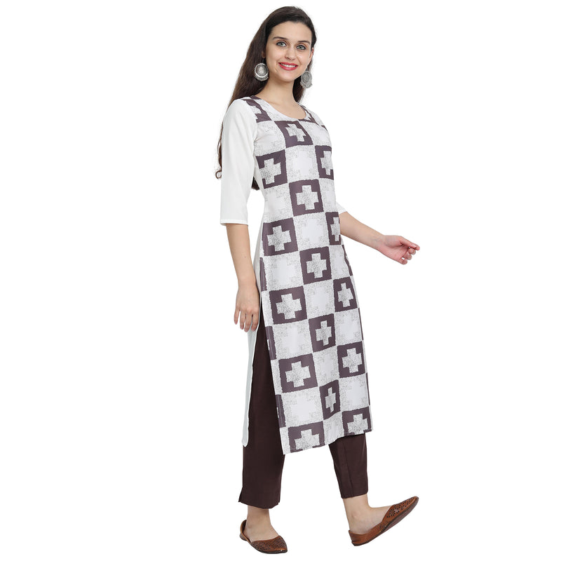 Ethnic Basket Crape Multicolor Printed Knee Length Set of 2 Kurta 530232-530234