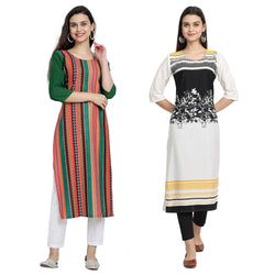 Ethnic Basket Crape Multicolor Printed Knee Length Set of 2 Kurta 530234-530006