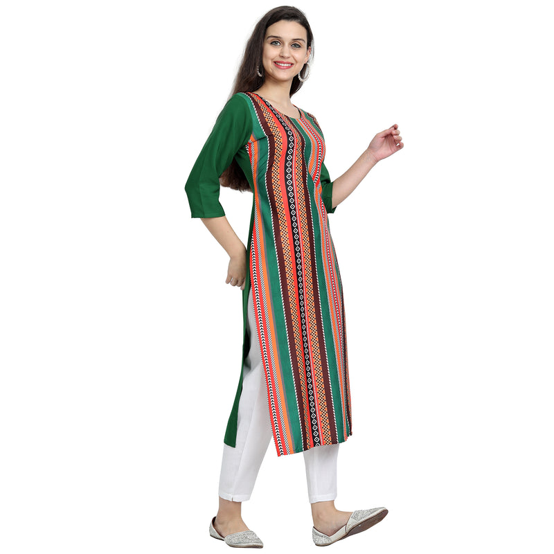 Ethnic Basket Crape Multicolor Printed Knee Length Set of 2 Kurta 530232-530234