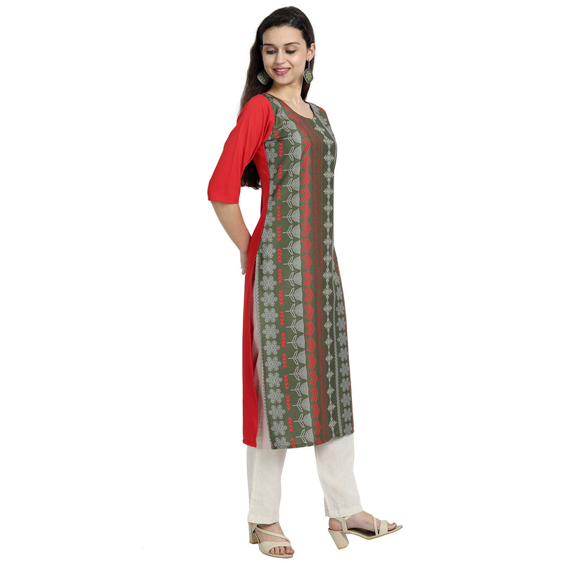 Ethnic Basket Crape Multicolor Printed Knee Length Set of 2 Kurta 530237-530110