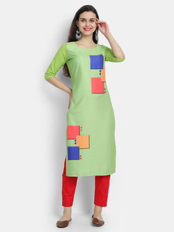 Crepe Green Colour Digital Printed Straight Kurti Only 530239