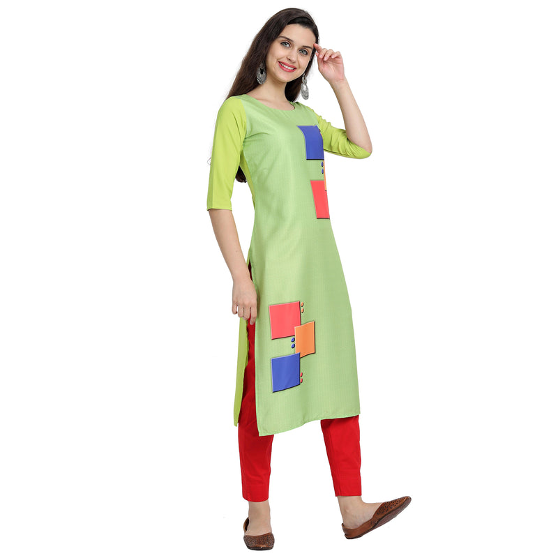 Ethnic Basket Crape Multicolor Knee Length Pack of 4 Kurtas 050-239-291-234