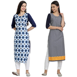 Ethnic Basket Crape Multicolor Printed Knee Length Set of 2 Kurta 530240-530063