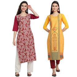 Ethnic Basket Crape Multicolor Printed Knee Length Set of 2 Kurta 530241-530115