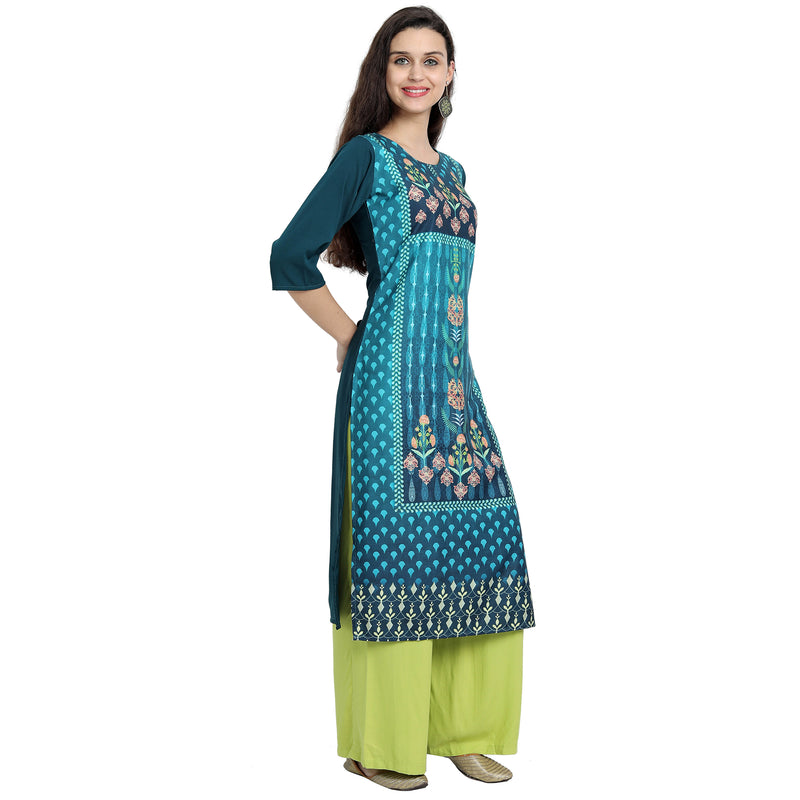 Ethnic Basket Crape Multicolor Knee Length Pack of 4 Kurtas 088-094-113-243