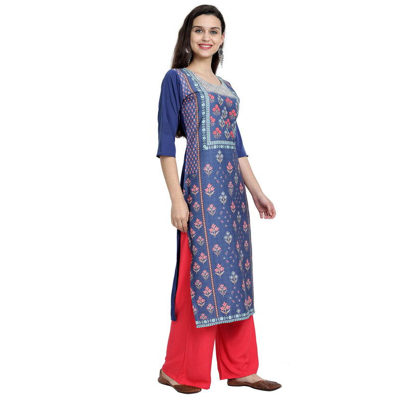 Crepe Multi Color Digital Print Straight Pack of 3 Combo Kurta