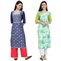 Crepe Multi Color Digital Print Straight Kurta 530246-530227