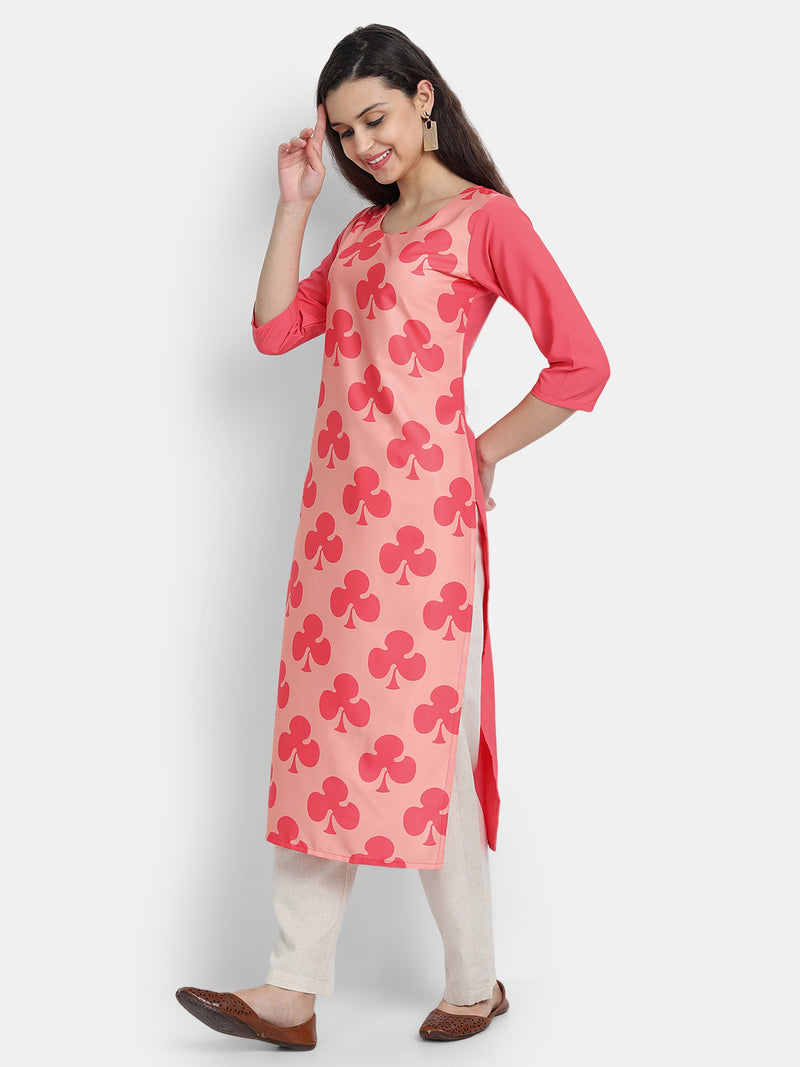 Crepe Pink Colour Digital Printed Straight Kurti Only 530248