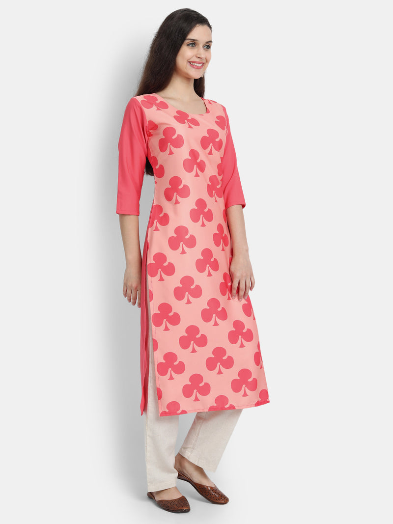 Crepe Pink Colour Digital Printed Straight Kurti Only 530248