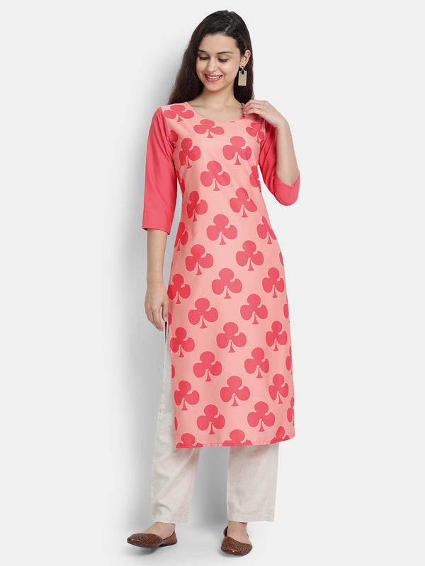 Crepe Pink Colour Digital Printed Straight Kurti Only 530248