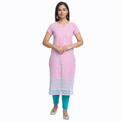 Ethnic Basket Cotton Lgt Pink Color Embroidered Kurti 530273
