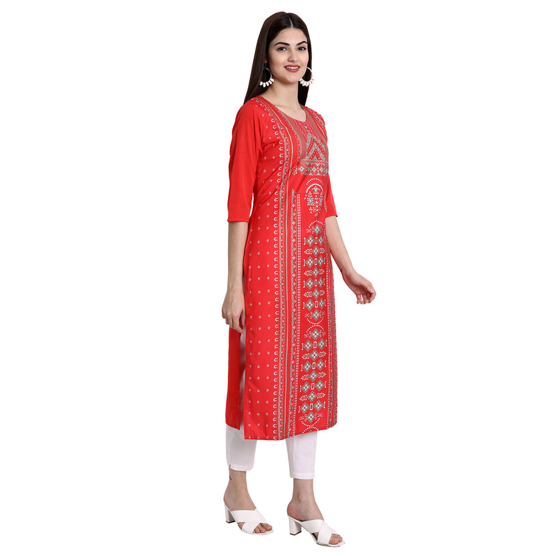 Ethnic Basket Crape Multicolor Knee Length Pack of 4 Kurtas 286-016-006-244