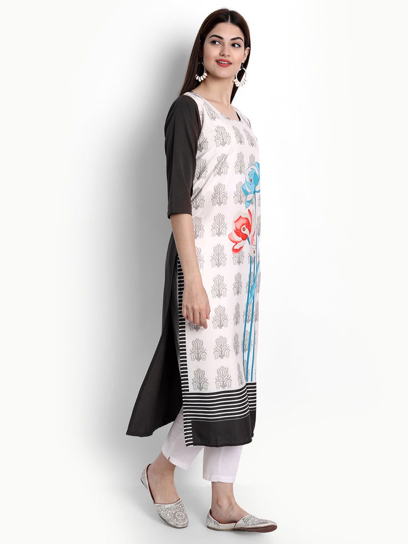 Crepe Multi Colour Digital Printed Straight Kurti Only 530290