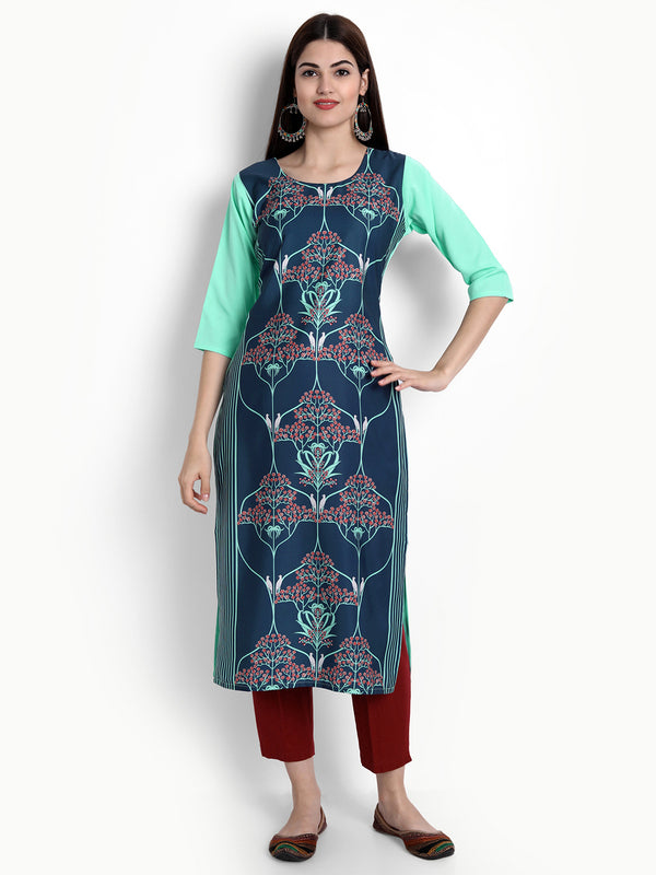 Crepe Multi Colour Digital Printed Straight Kurti Only 530291