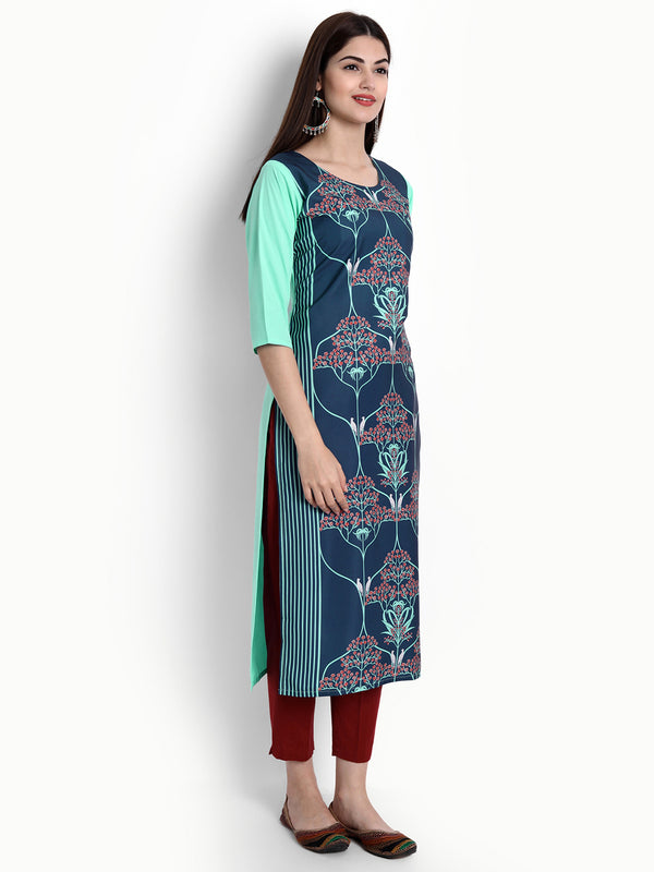 Crepe Multi Colour Digital Printed Straight Kurti Only 530291