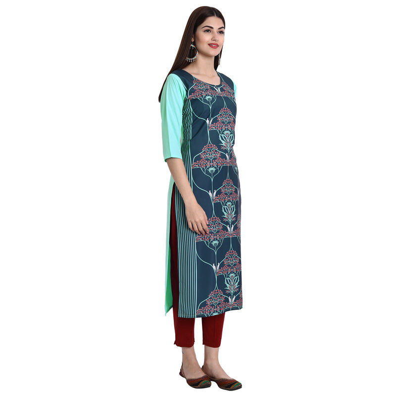 Ethnic Basket Crape Multicolor Digital Print Straight Pack of 5 Kurta 296-139-294-238-291