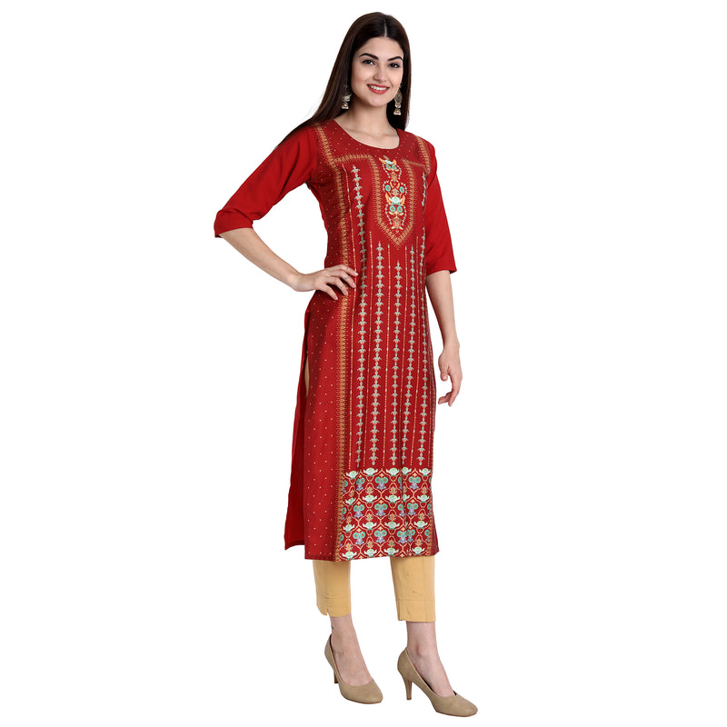 Ethnic Basket Crape Multicolor Knee Length Pack of 4 Kurtas 300-016-141-293