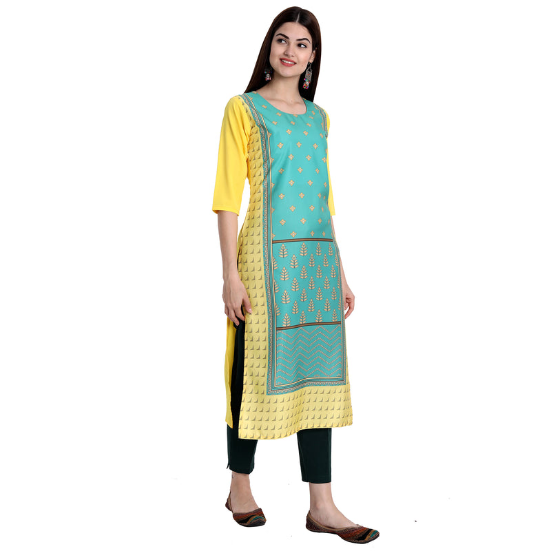 Ethnic Basket Crape Multicolor Knee Length Pack of 4 Kurtas 294-286-016-060