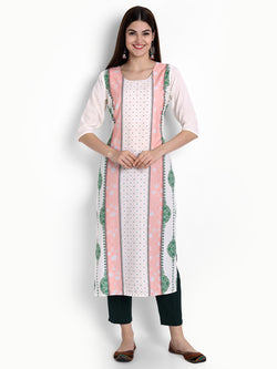 Crepe Pink Colour Digital Printed Straight Kurti Only 530296
