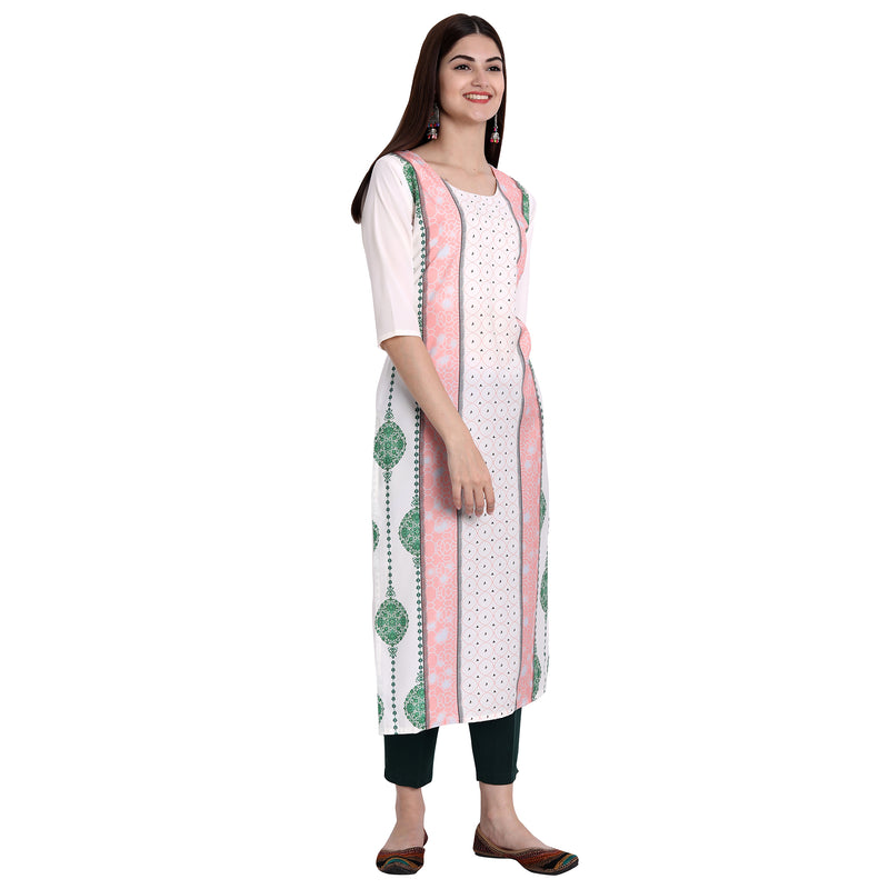 Ethnic Basket Crape Multicolor Digital Print Straight Pack of 5 Kurta 296-059-297-115-069