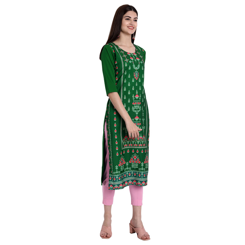 Ethnic Basket Crape Multicolor Knee Length Pack of 4 Kurtas 024-067-084-297