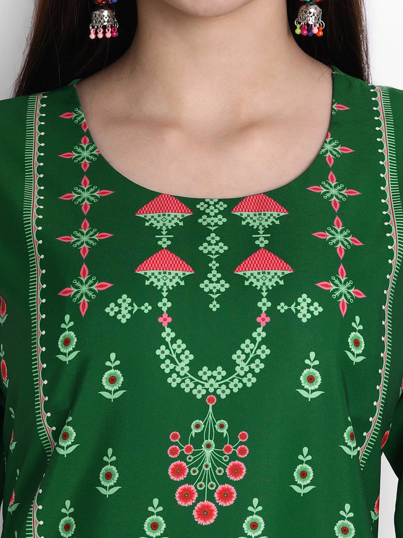 Crepe Green Colour Digital Printed Straight Kurti Only 530297