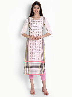 Crepe Pink Colour Digital Printed Straight Kurti Only 530298